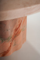 surface detail of Stine Stool 01 – hand-polished Rosa Aurora marble